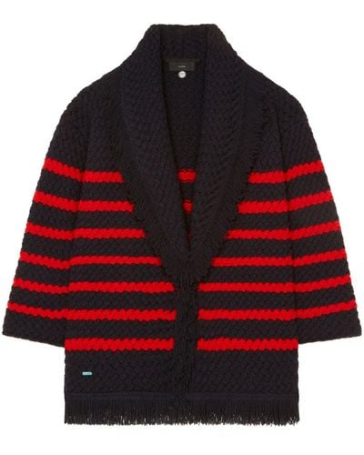 Alanui The Mariner Striped Chunky-knit Cardigan - Red