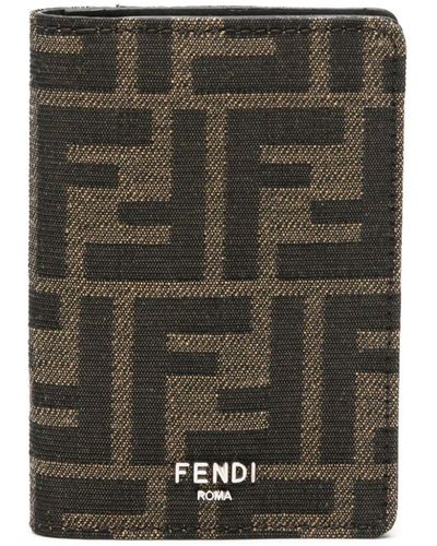 Fendi Ff-jacquard Leather Wallet - Green