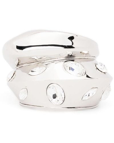 Alexander McQueen Crystal-embellished Open-cuff Bracelet - White
