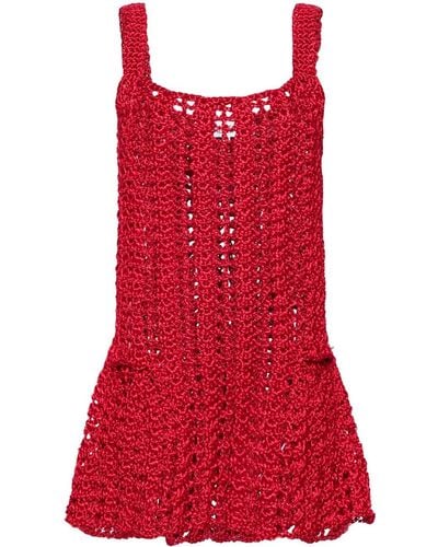 JW Anderson Chunky-knit Peplum Minidress - Red