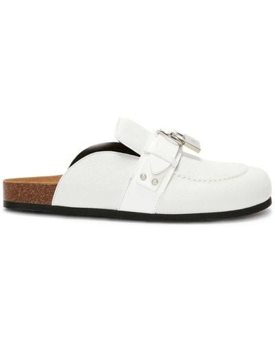 JW Anderson Padlock Leather Mules - White