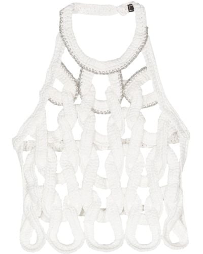Peserico Sleeveless Crochet-knit Top - White