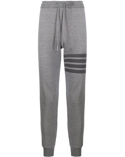 Thom Browne Striped Cotton Track Pants - Gray