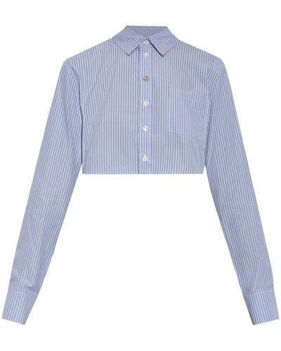 Coperni Striped Cropped Shirt - Blue