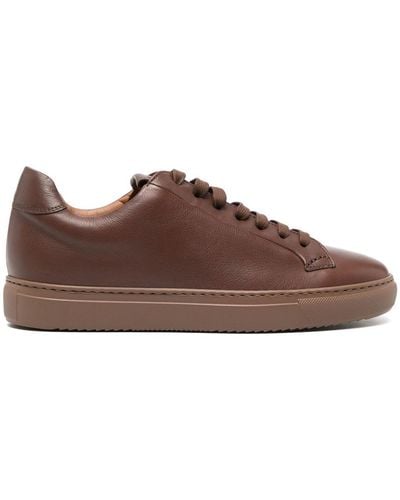 Doucal's Logo-debossed Leather Trainers - Brown
