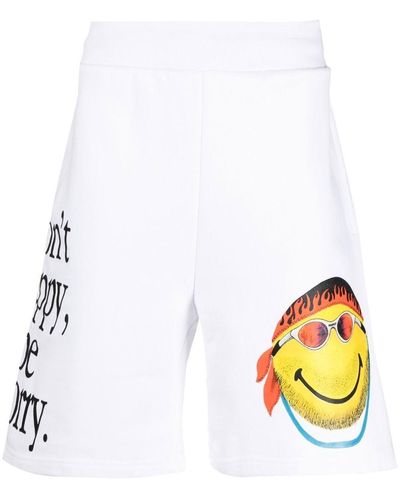 Market Smiley "don't Happy, Be Worry" Track Shorts - Metallic