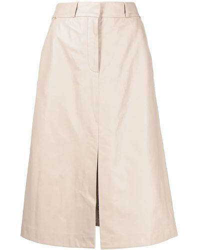 Lorena Antoniazzi High-waisted Leather Midi Skirt - Natural
