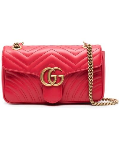Gucci Petit sac porté épaule à motif GG Marmont - Rouge