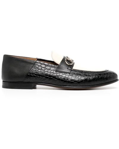 Ferragamo Crocodile-embossed Horsebit Loafers - Black