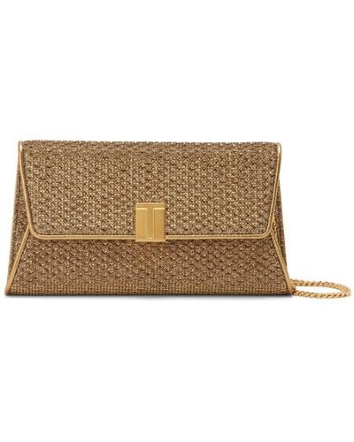Tom Ford Nobile Metallic Clutch - Natural