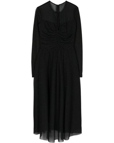 Nissa Studded Flared Midi Dress - Black