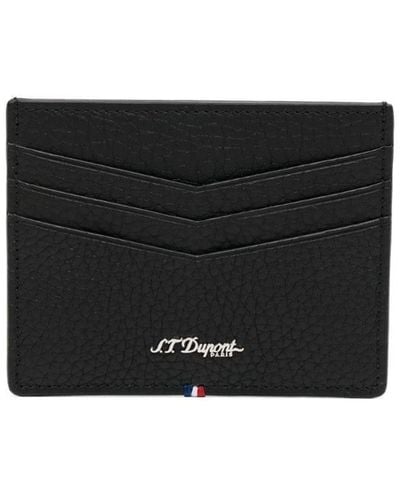 S.t. Dupont Porte-cartes en cuir à logo - Noir