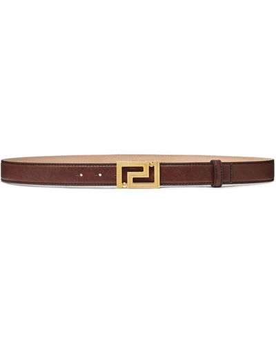 Versace Logo-engraved Leather Belt - Brown