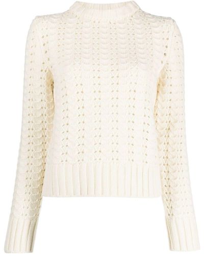 Aspesi Crew-neck Pointelle-knit Sweater - White