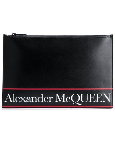 Alexander McQueen アレキサンダー・マックイーン ストライプ クラッチバッグ - ブラック
