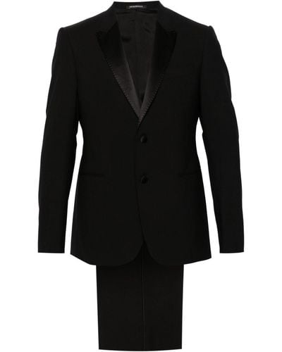 Emporio Armani Single-breasted Virgin Wool-blend Suit - Black