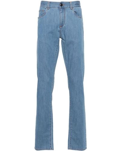 Canali Mid-rise Slim-fit Jeans - Blue