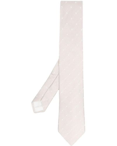Tagliatore Jacquard-Krawatte mit Polka Dots - Weiß
