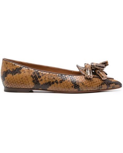 Polo Ralph Lauren Ashtyn Python Print Leather Loafers - Brown