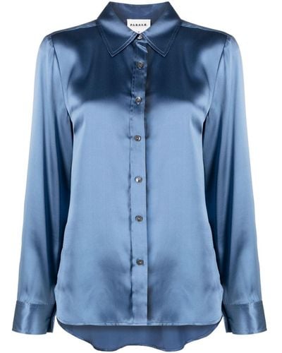 P.A.R.O.S.H. ポインテッドカラー シルクシャツ - ブルー