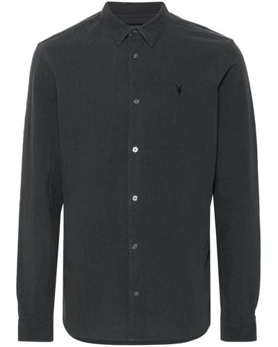 AllSaints Lovell Logo-embroidered Shirt - Black