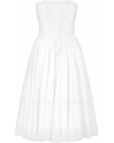 Dolce & Gabbana Gabardine Bustier Midi Dress - White
