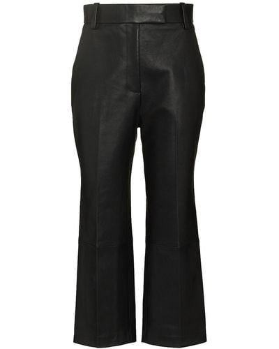 Khaite Melie Cropped Leather Trousers - Black