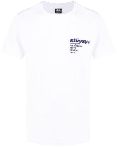 Stussy T-Shirt mit Erdbeeren-Print - Weiß