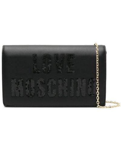 Love Moschino Schultertasche mit Logo-Applikation - Schwarz