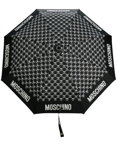 Moschino Paraguas con monograma estampado - Negro