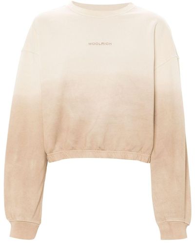 Woolrich Logo-embroidered Cropped Sweatshirt - Natural