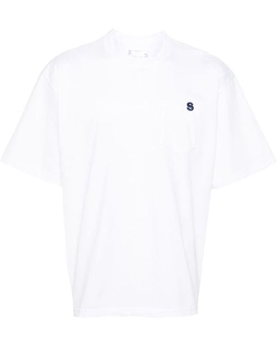 Sacai Logo-embroidered Cotton T-shirt - White