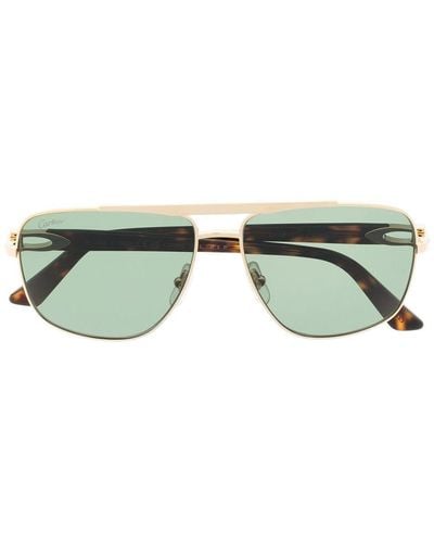 Cartier Tinted Pilot-frame Sunglasses - Green