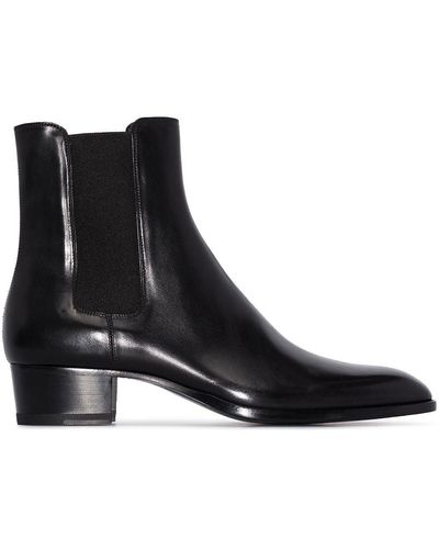 Saint Laurent Wyatt Leren Laarzen - Zwart