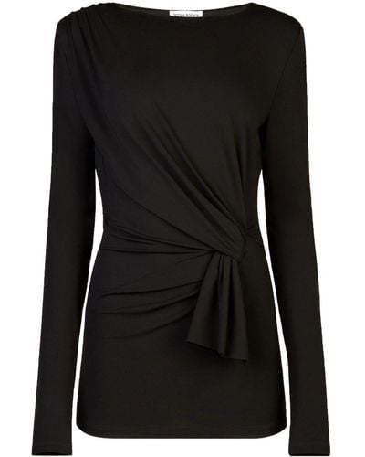 Nina Ricci Long-sleeve Draped Wrap Top - Black