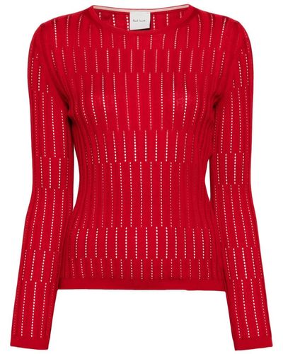 Paul Smith Pull en maille pointelle - Rouge