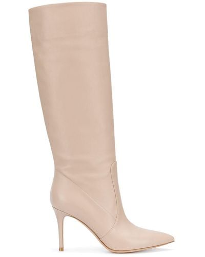 Gianvito Rossi Calf Skin Leather Glove Boots Moose Beige - Natural