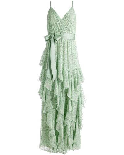 Alice + Olivia Broderie Anglaise Avondjurk - Groen