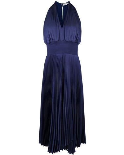 A.L.C. Pleated Midi Riviera Dress - Blue