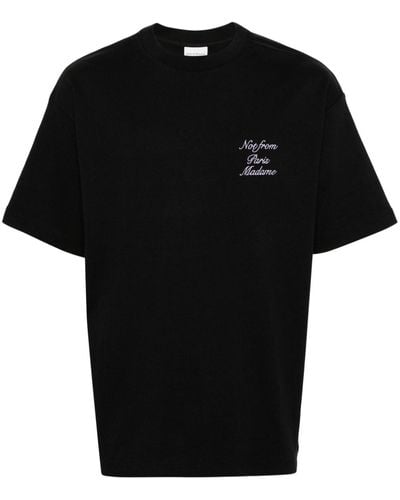Drole de Monsieur Cursive Katoenen T-shirt - Zwart
