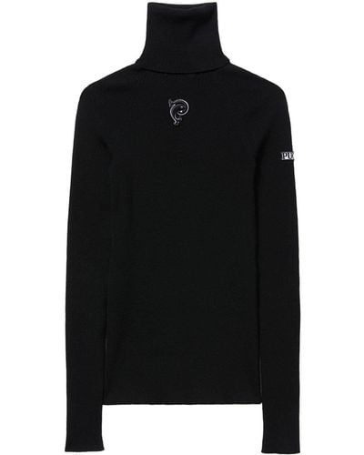 Emilio Pucci Jersey de canalé con logo - Negro