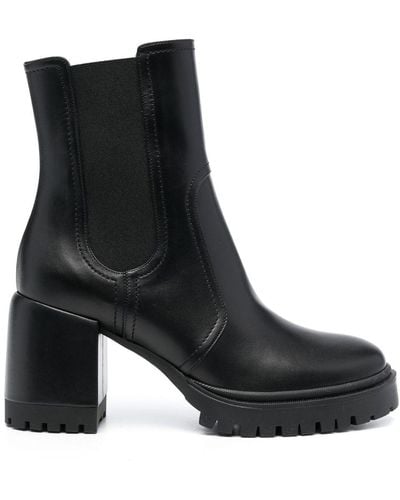 Casadei Nancy 75mm Block-heel Leather Boots - Black