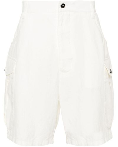 Giorgio Armani Cargo-Shorts aus Leinen mit hohem Bund - Weiß