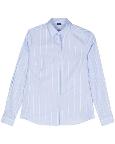 Fay Pinstriped Cotton Shirt - Blue