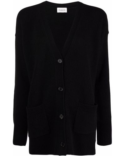 P.A.R.O.S.H. V-neck Rib-trimmed Cardi-coat - Black