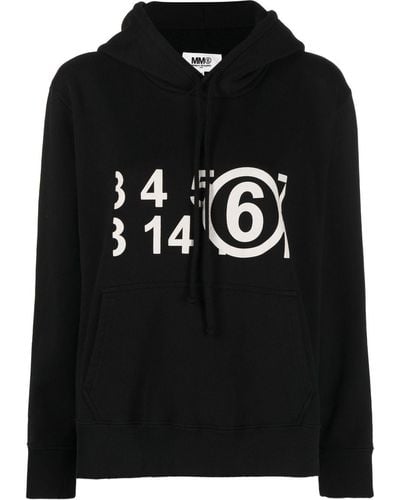 MM6 by Maison Martin Margiela Camiseta con capucha y motivo de números - Negro