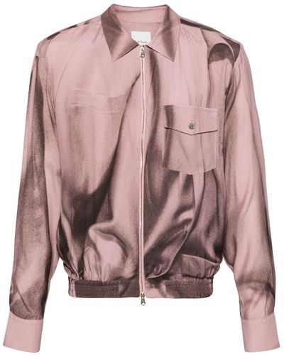 Paul Smith Abstract-print Zip-up Shirt - Pink