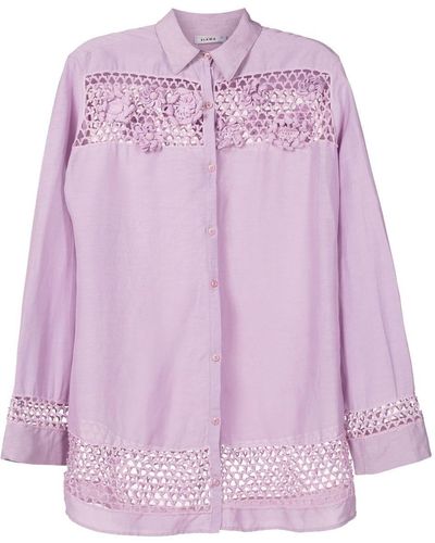 Amir Slama Floral-lace Detail Oversize Shirt - Purple