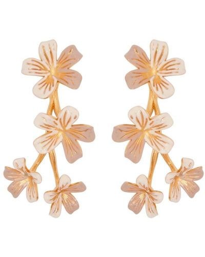 Oscar de la Renta Flower Branch Clip-on Earrings - White