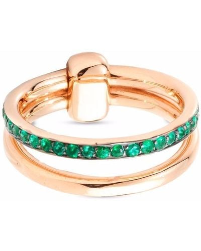 Pomellato 18kt Rose Gold Iconic Emerald Double Band Ring - Multicolour